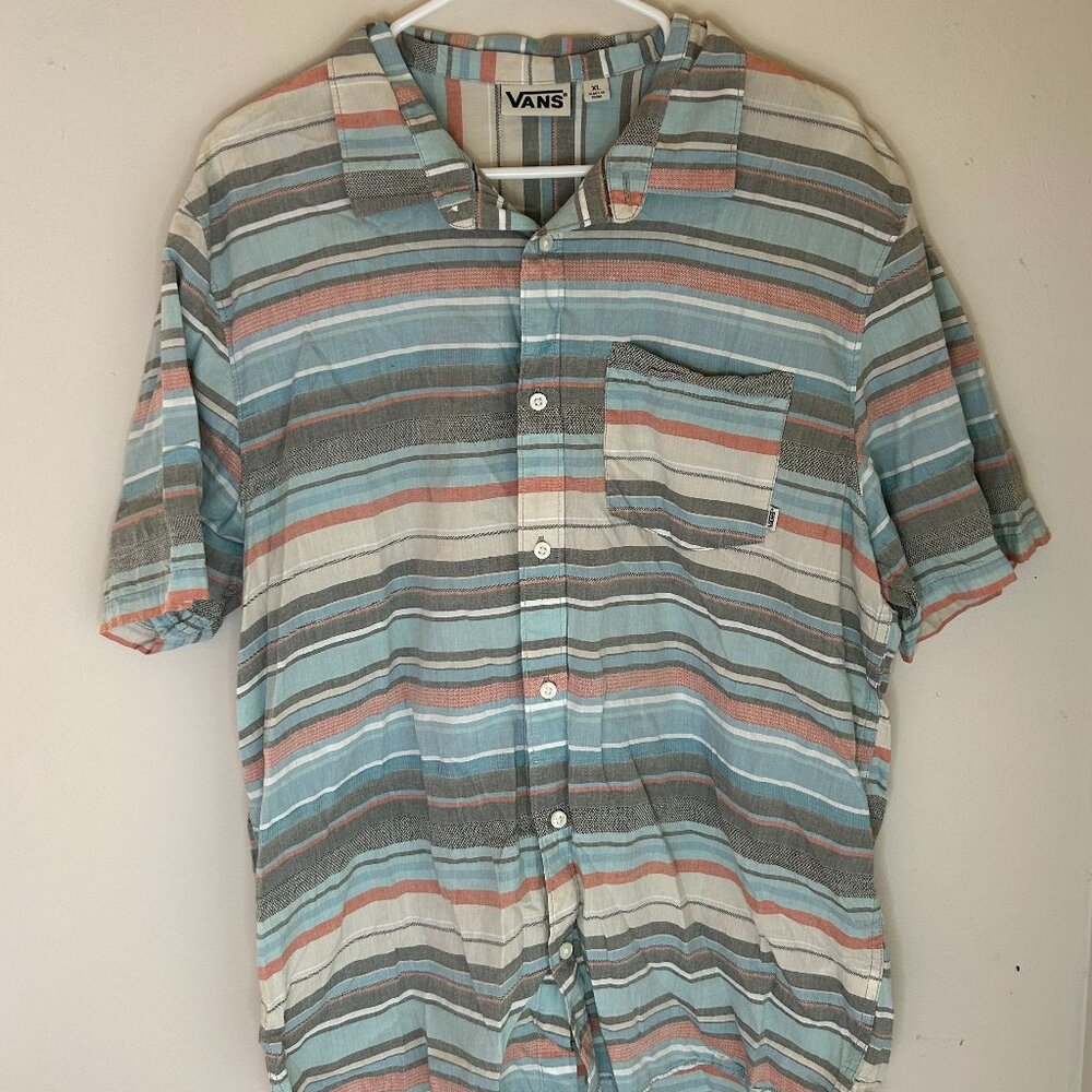Vans Off The Wall Men's Short Sleeve Button Down Striped Shirt